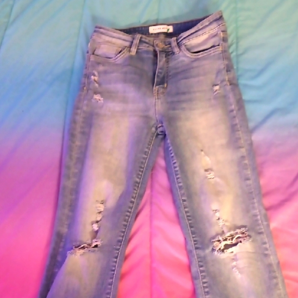 Women's Flying Monkey Distressed Blue Jeans